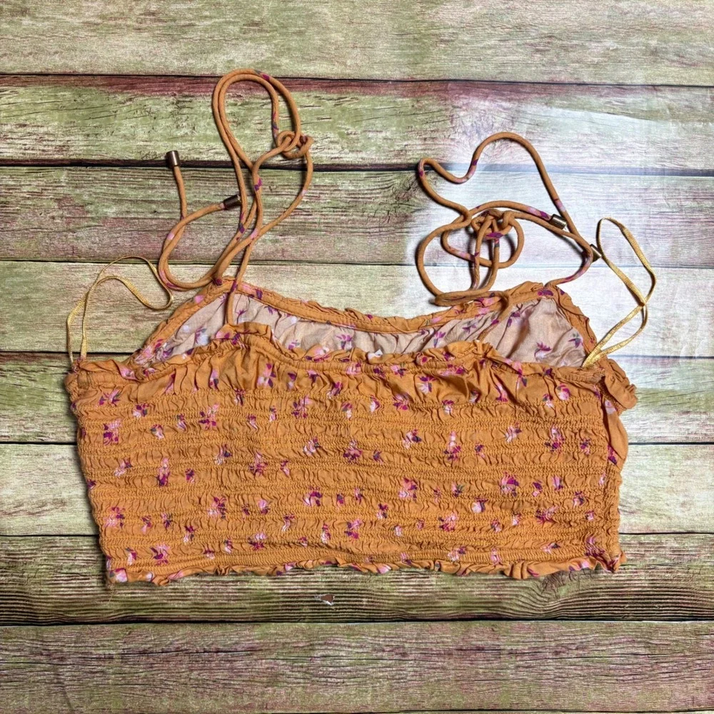 Free People Crop Tie Strap Tank Top Orange Size Small